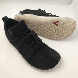 Vivobarefoot barefoot black / lace up trainers with knit and leather